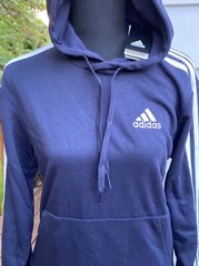 adidas Men’s Essentials 3-Stripes French Terry Hoo Legend Ink/White XS NWT