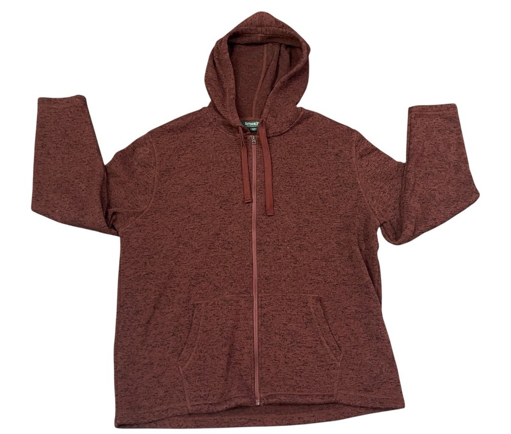 OUTDOOR LIFE Men’s Full Zip Front Maroon Hooded Jacket Size XXL RN 15099