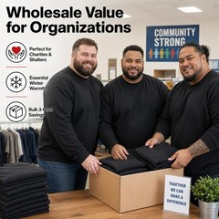 BILLIONHATS 3 Pack Mens Big & Tall Crewneck Fleece Lined Sweatshirts Plus Size