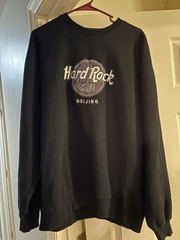 Vintage 90s Hard Rock Cafe Beijing China Sweatshirt black embroidered rare XL