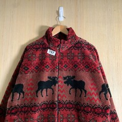 For Seasons Sweater Adult Size Large Red Long Sleeve Men’s Fleece Zip Up