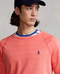 Polo Ralph Lauren Men’s Coral Red Spa Terry Raglan Pullover Sweatshirt Sizes