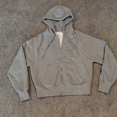 AMI Alexandre Mattiussi Women’s Gray Full Zip Hooded Logo Hoodie Pockets XXS