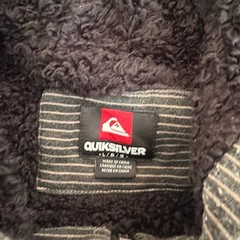 Quiksilver Men’s Gray Striped Sherpa Fleece Lined Full Zip Hoodie Size L