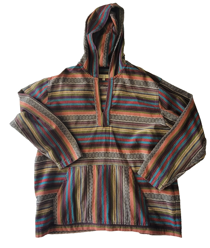 The Territory Ahead Men’s XXL Cotton Striped Pullover Hoodie Aztec Multicolor