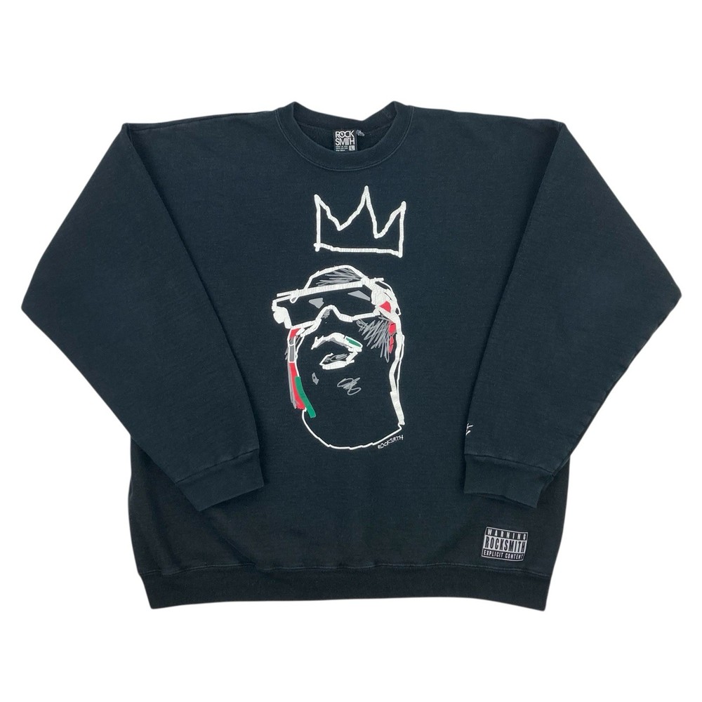 Rock Smith Black Notorious BIG Sweatshirt Men Large Hip Hop Outline USA Retro