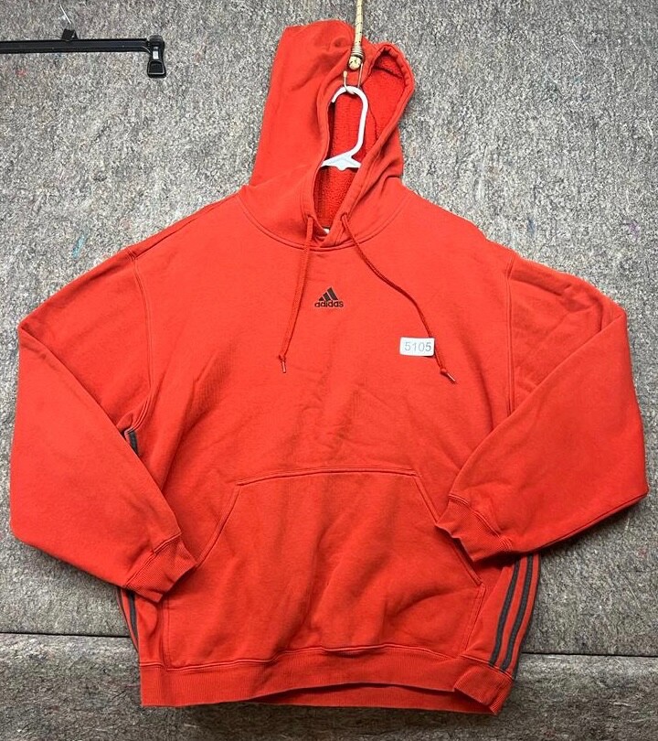 Adidas Mens Sweatshirt Hoodie Red Cotton Polyester Knit Logo L