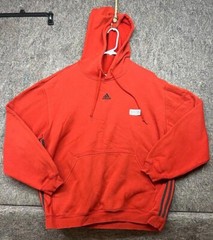 Adidas Mens Sweatshirt Hoodie Red Cotton Polyester Knit Logo L