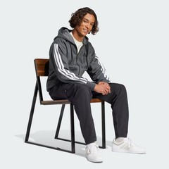 adidas Essentials 3-Stripes Fleece Hoodie Grey
