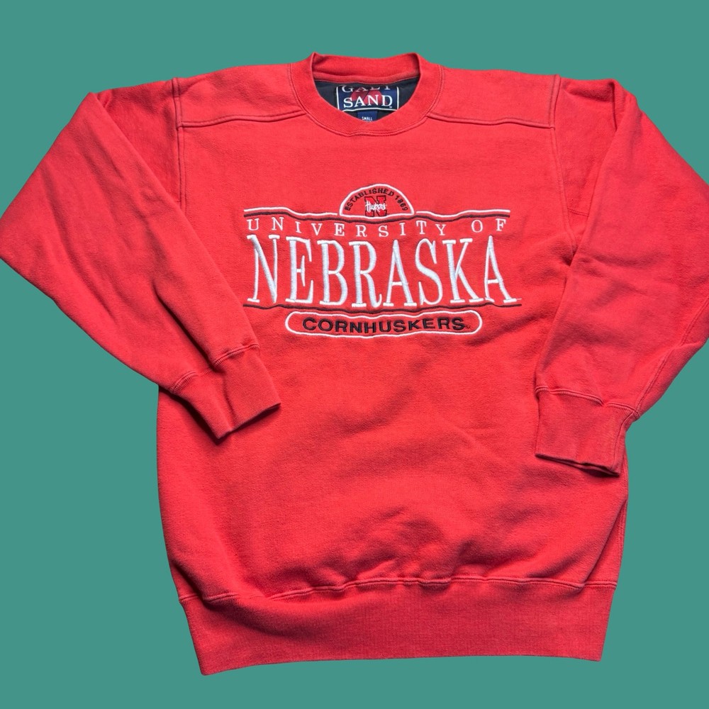 Nebraska Huskers Sweatshirt Mens Small Red Embroidered College Football
