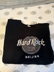 Vintage 90s Hard Rock Cafe Beijing China Sweatshirt black embroidered rare XL