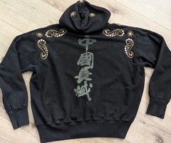 The Great China Wall Swarovski Scroll Studs Black XL Mens Hoodie