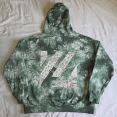 YoungLA Green White Tie-Dye Lrg Cotton Pullover Graphic Sweater Fitness Gymwear