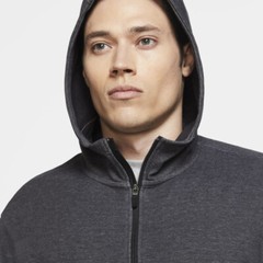 Nike Dri-FIT Yoga Mens Full Zip Hoodie Thumbholes Midweight Jacket Black Large