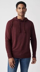 Faherty Hoodie Mens Medium Burgundy Sunwashed Organic Cotton Slub Pullover Knit