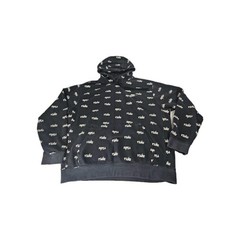 Nike All Over Print Spell Out Hoodie Men L Black White Drawstring Pouch Pocket