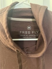 Free Fly Men’s Brown Solid Pullover Hoodie w/ Pockets & Drawstring, Size M