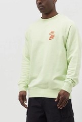 Nike L World Tour Sweatshirt Triple Swoosh Green Logo French Terry Streetwear