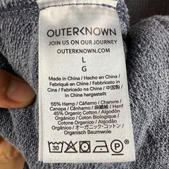 Outerknown Mens Hemp Organic Cotton Pullover Hoodie Blue Snap Neck Size L