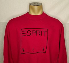 Vtg 90s Esprit Men red spellout logo pullover sweatshirt size Large
