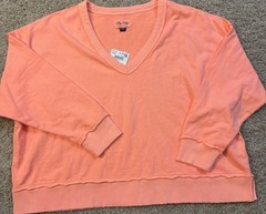 AMERICAN EAGLE Big Hug Coral Sun V-Neck Pullover Sweatshirt Women’s Size M NWT