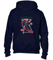 ADRENALINE EXTREME SKI HOODY HOODIE SKIING DESIGN COOL HOLIDAY CLOTHING GIFT TOP