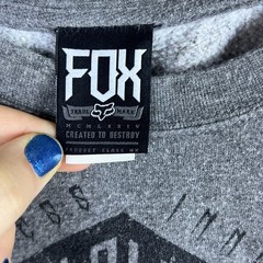Fox Racing Motocross Sweatshirt Mens Medium Gray Blue Raglan Graphic Pullover
