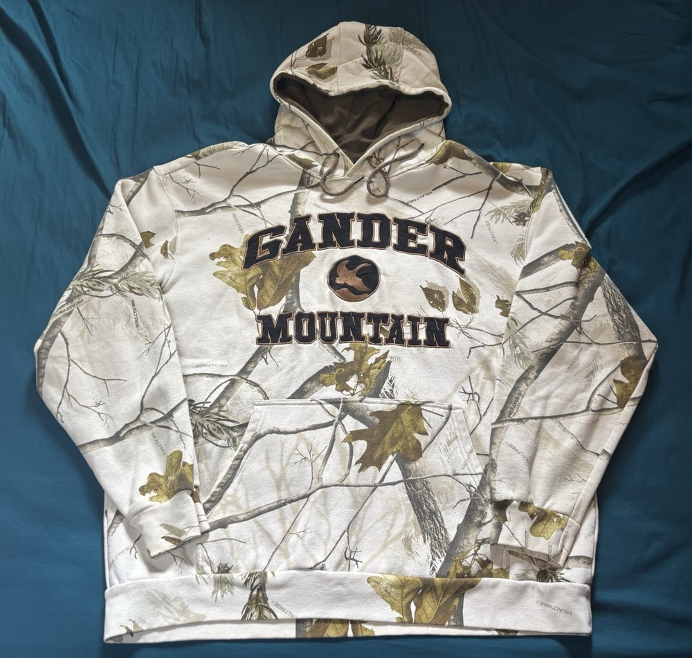 Gander Mountain Camo Hoodie Mens XL White Realtree Camouflage Guide Series