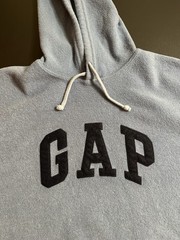 Large Vintage 90s Blue GAP Fleece Hoodie Preppy Fashion Fall Winter Streetwear