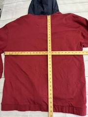 Nautica Hoodie Mens 2XL Red Navy Quarter Zip Pullover Sweatshirt Logo Pockets