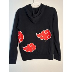 Naruto Shippuden Akatsuki Cloud Hoodie Black Red Graphic Sweatshirt Small