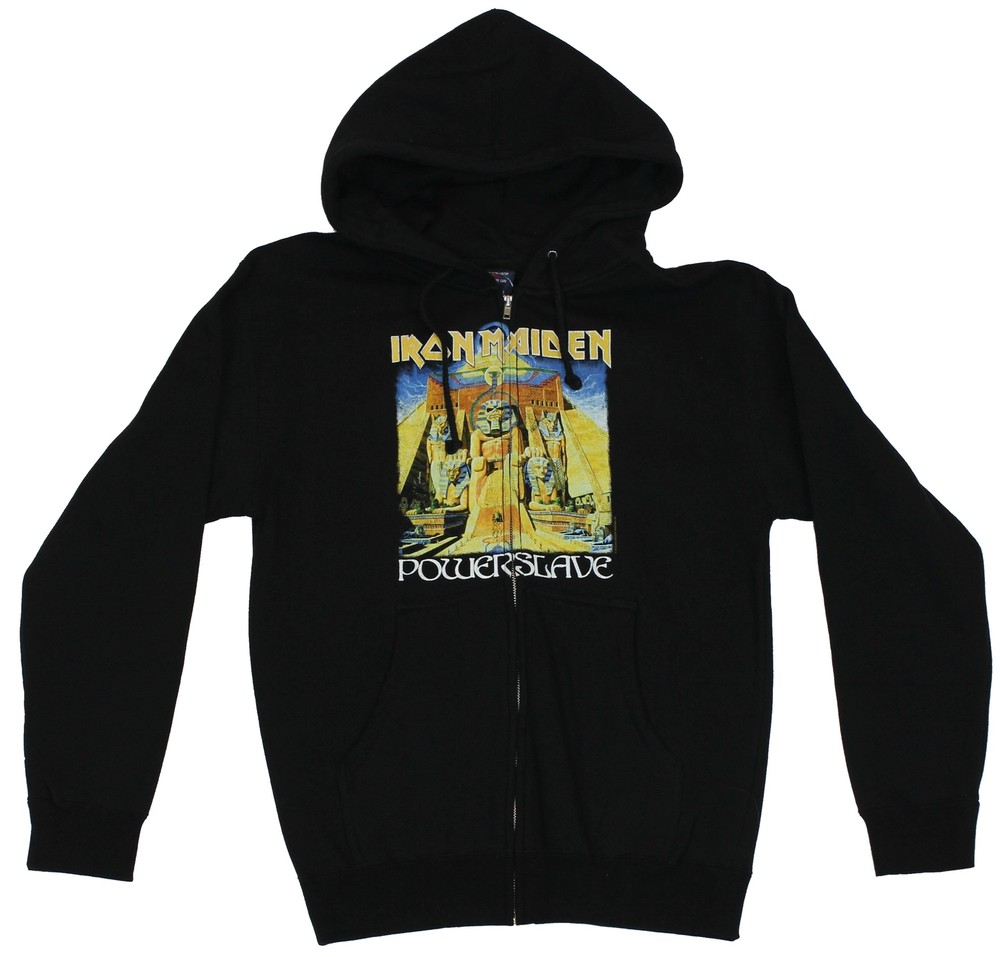 Iron Maiden Mens Zip Up Hoodie Sweatshirt – Power Slave Egypt & World Slavery