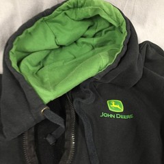 John Deere Mens Full Zip Hoodie Black Unstoppable Tractor Graphic Sweatshirt M