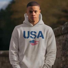 Stylish USA Flag Text Hoodie: Classic Fit for Men Perfect for Fast Fashion Lover