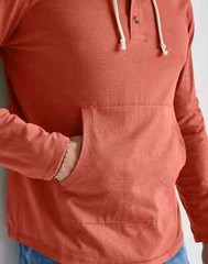 Hanes Men’s Hoodie Pullover 100% Cotton Jersey Originals Henley Red River Clay M