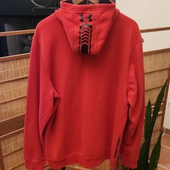 Under Armour Men’s XL Red Polyester Fleece Pullover Hoodie Graphic Logo Loose