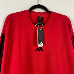 Adidas Essentials 3 Stripe Sweatshirt Size XL Red Crew Neck Pullover