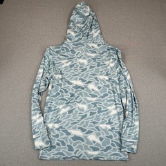 Burlebo Sun Shirt Mens Small Blue White Camo Performance Hoodie Abstract