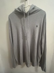Polo By Ralph Lauren Heather Gray Hoodie Shirt/lightweight Jersey Hoodie