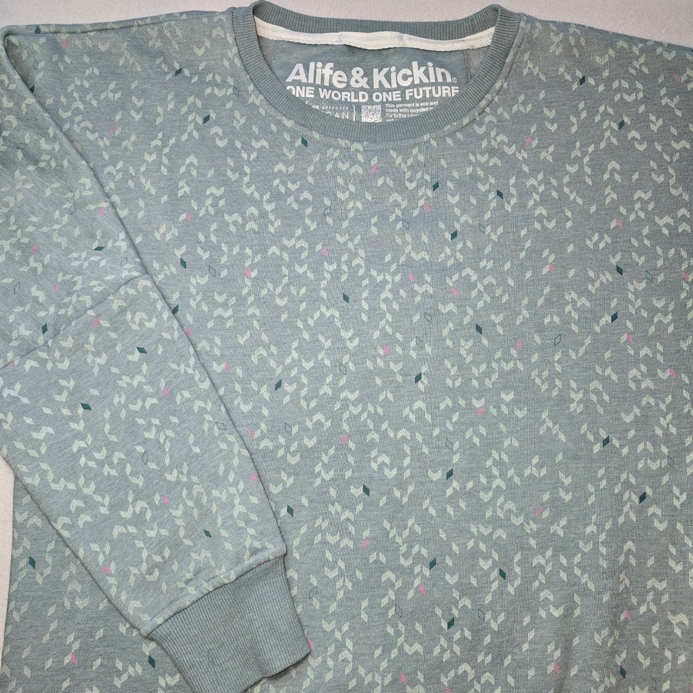 Alife & Kickin Green Sweatshirt All Over Print Sustainable Gorpcore Crewneck XXL