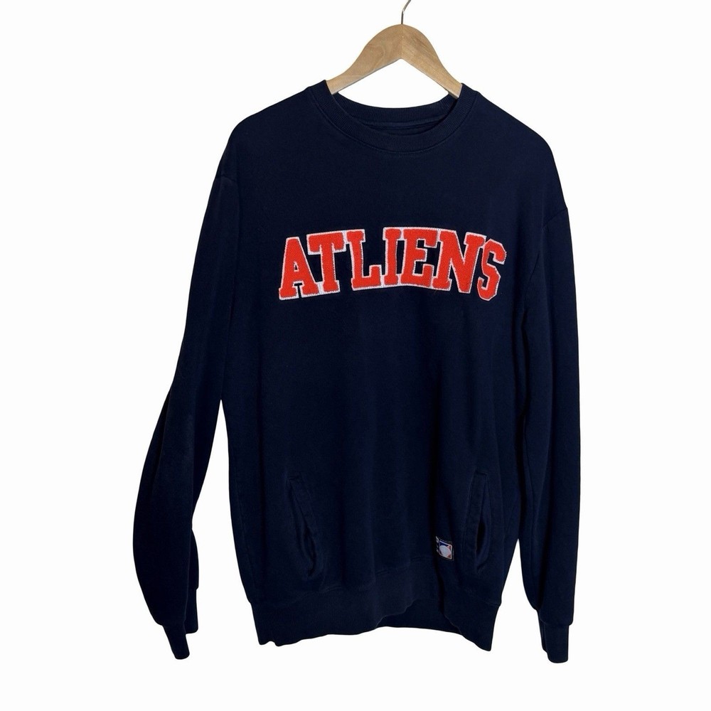Okayplayer Atliens Sweatshirt Men’s Size Large Navy Blue Red Letter Stitched
