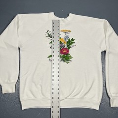 Vintage 90s Frog And Flower Crewneck Sweatshirt White Large Cute Spring VTG