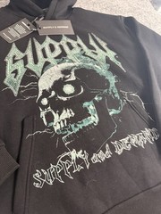 Supply And Demand Hoodie Mens XL Beaded Skull Shirt Black Streetwear Hip Hop N9