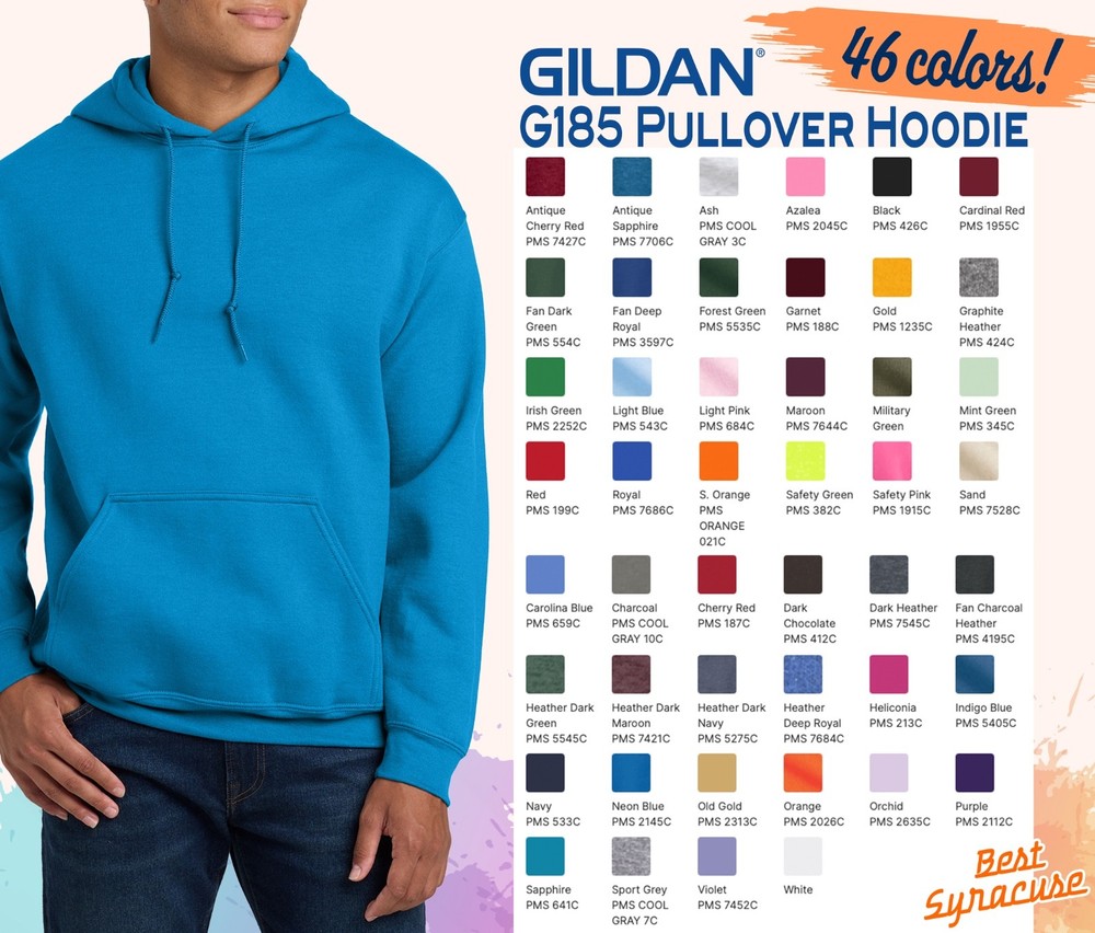 Gildan Adult Heavy Blend 50/50 Blank Pullover Hoodie Hooded Sweatshirt G185
