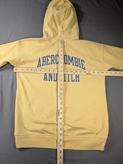 Abercrombie & Fitch Hoodie Teens 13-14 Yellow Fleece Pouch Circle Logo Spellout