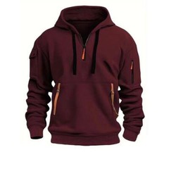 Men’s Hooded Hoodie Zipper Multi-pocket Pullover Jacket Sports Casual Sweatshirt