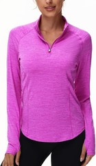 Women’sLong Sleeve UPF 50+ Sun Protection 1/4 Zip Shirt Hiking Athletic Top