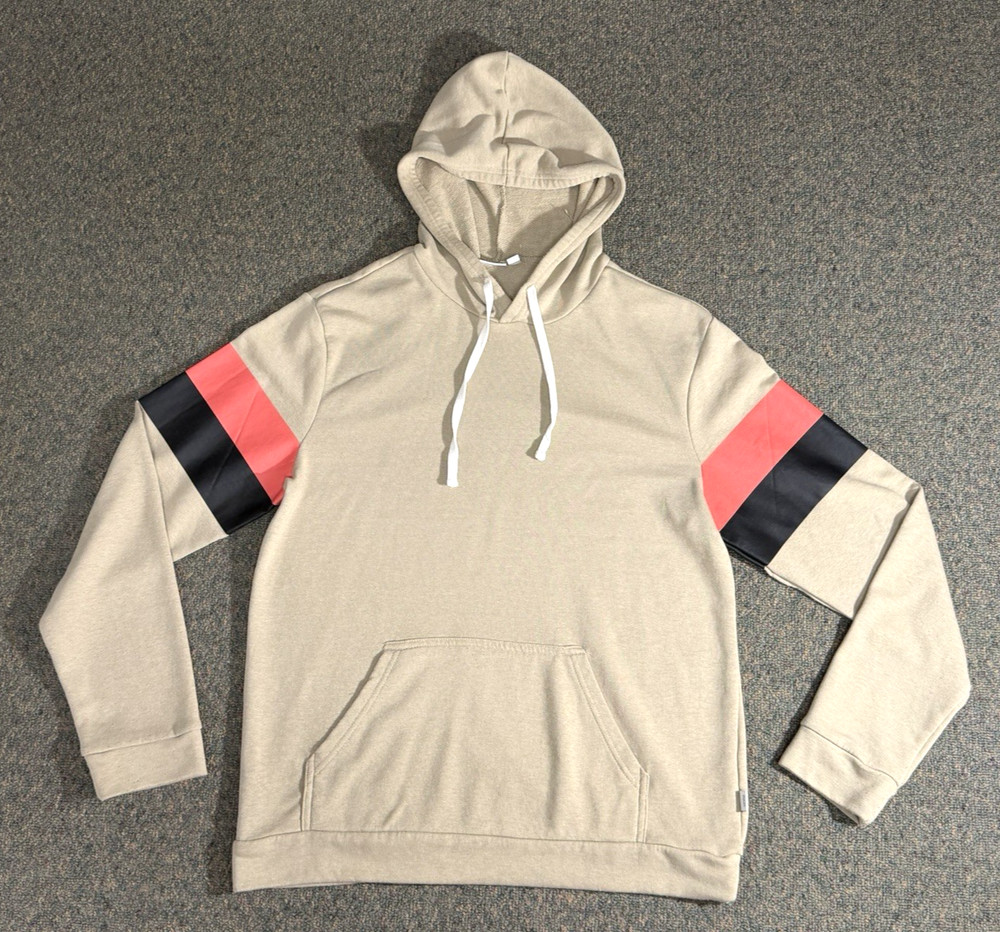 Onia Hoodie Men’s Medium Beige Long Sleeves Cotton Polyester Blend Pockets