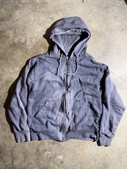 Y2K 22000S SUN FADED THERMAL FULL ZIP HOODIE PURPLE WASH BOXY FIT SIZE LARGE