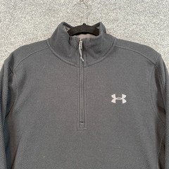 Under Armour Sweatshirt Mens Medium Black ColdGear Waffle Knit Fleece 1/4 Zip